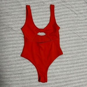 Red one piece swim suit